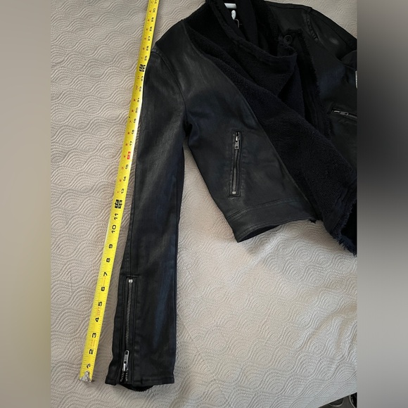 Free People drape front coated denim jacket in black size 4 - Picture 7 of 10